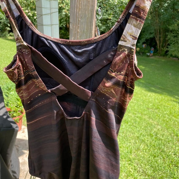 VINTAGE Longitude One Piece Brown Swim Suit Size 10 - Picture 3 of 8